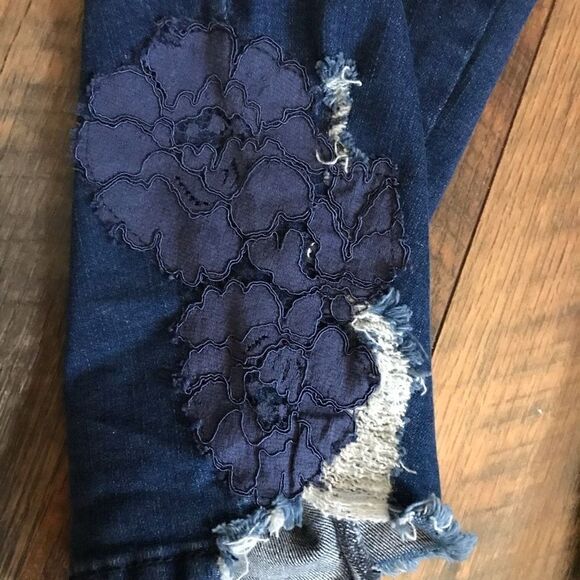 Lane Bryant Jeans Plus SZ 22 mid rise super Stretch Blue skinny appliqué ankle - Picture 6 of 7